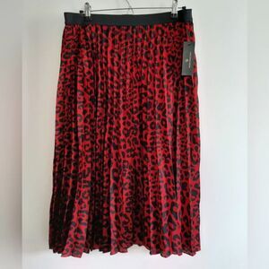NWT Worthington Skirt, Red with Leopard Print